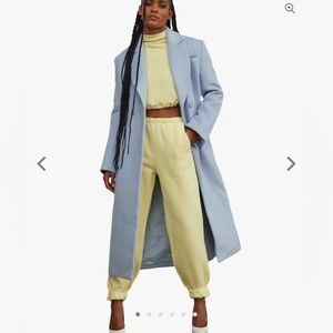 Atoir Lane Slimline Long Coat Bluebell Light Sky Blue Wool Button Sz 2/6 S/ M